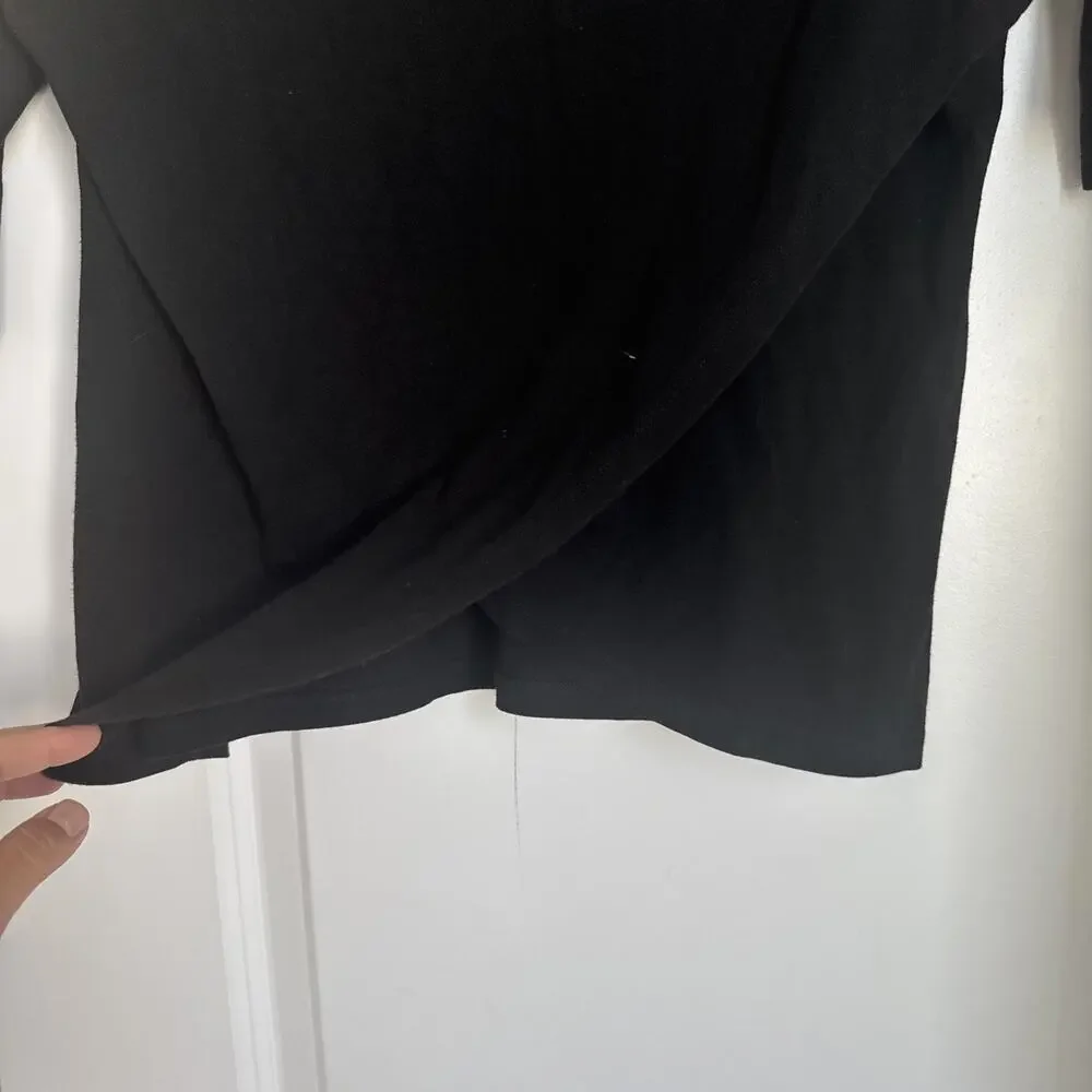 Cuyana Black 3/4 Sleeve Scoop Boat Neck Pullover Top Size XS